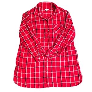 J. Jill Red Plaid Button Down Shirt